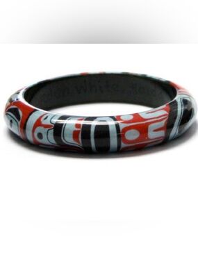 Haida First Nation ‘Raven Moon’ Wooden Bangle Bracelet by Gordon White